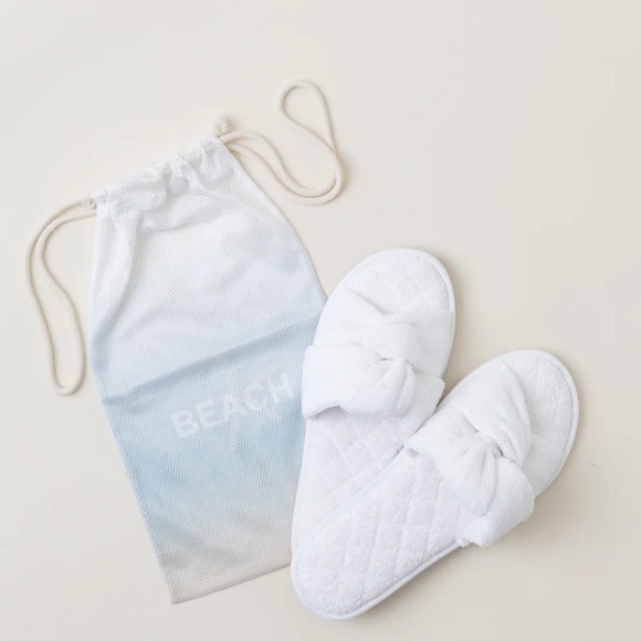Barefoot Dreams Shoes - Barefoot Dreams Towel Terry Sandal in Sea Salt NWT